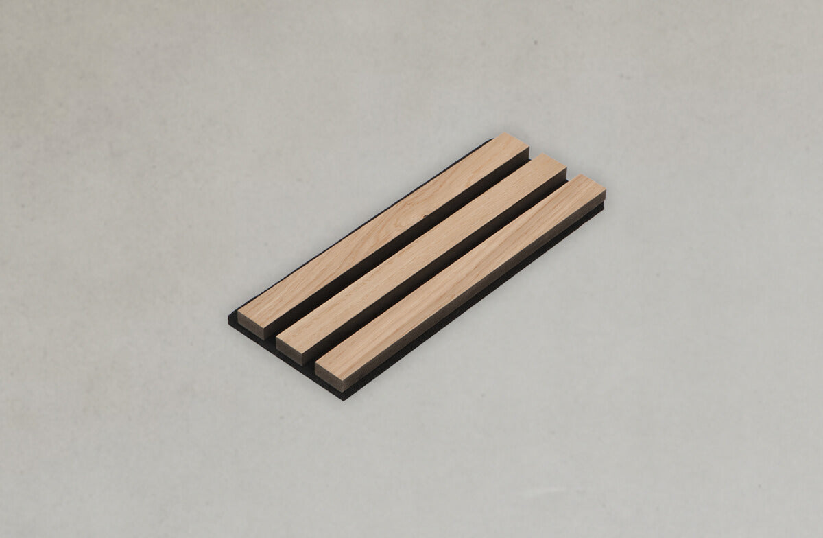 SLATPANEL Two Acoustic Wood Wall Veneer Slat Panels - Natural Oak | 94.49” x 12.6” Each | Soundproof Paneling | Interior Sound Absorption Decor